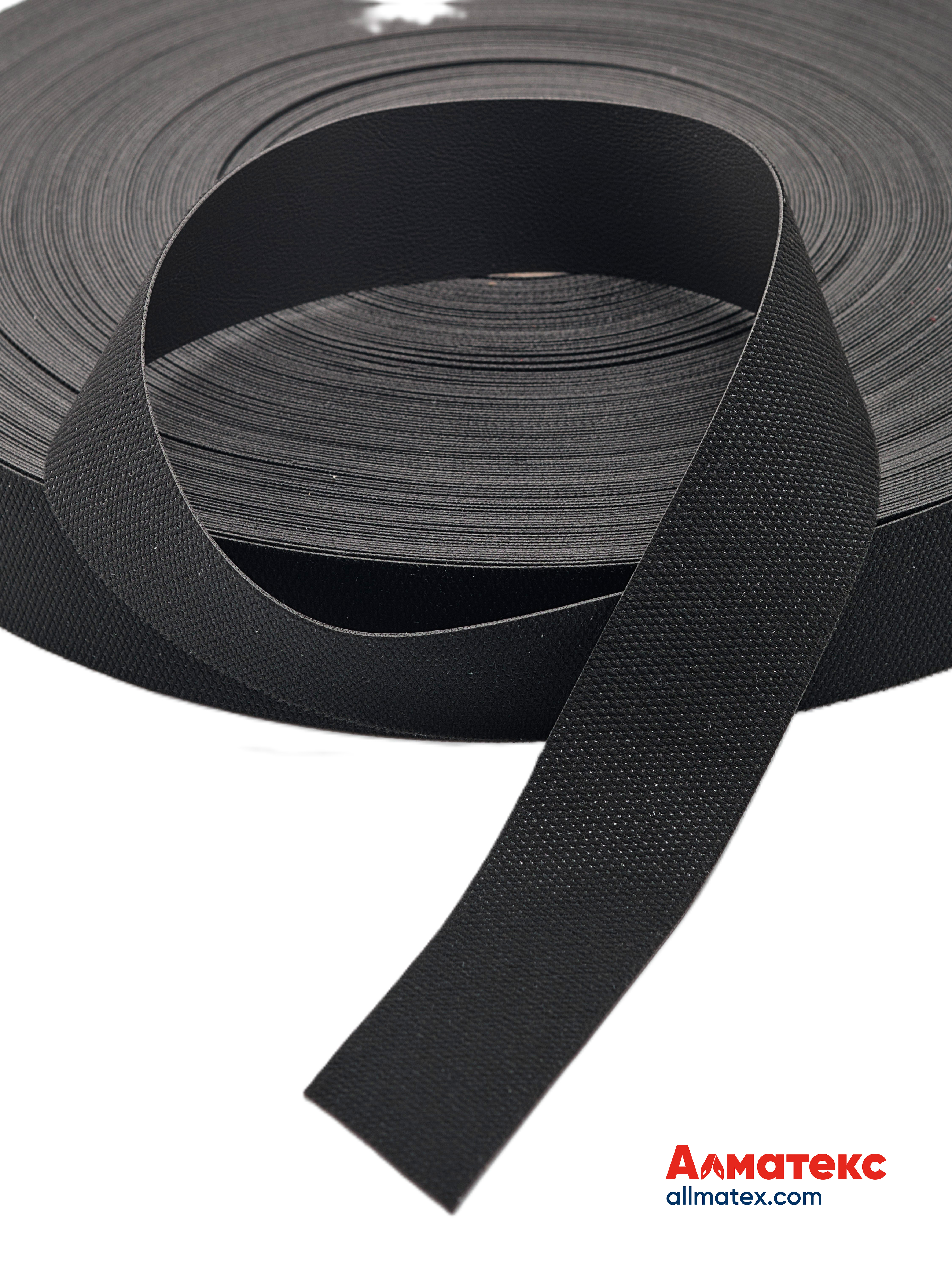 Лента нубуковая черная, ширина 25мм (01A)
