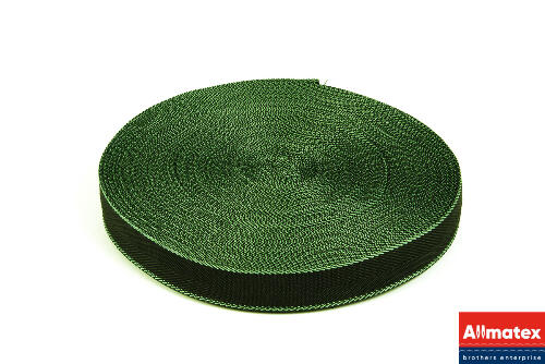 фото Стропа окантовочная чёрная с зеленой полосой 30 мм